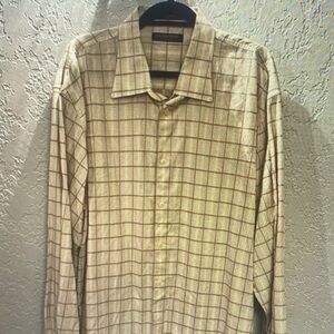 Daniel Cremieux Cream and Brown Checkered Shirt